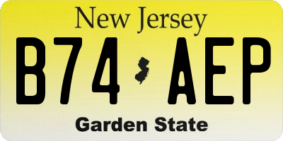 NJ license plate B74AEP