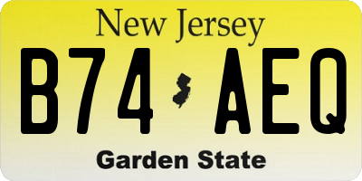 NJ license plate B74AEQ