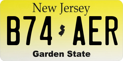 NJ license plate B74AER