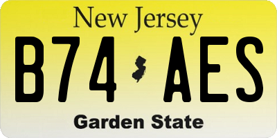 NJ license plate B74AES