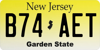 NJ license plate B74AET