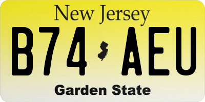 NJ license plate B74AEU