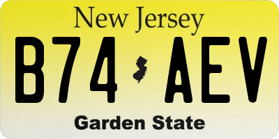 NJ license plate B74AEV