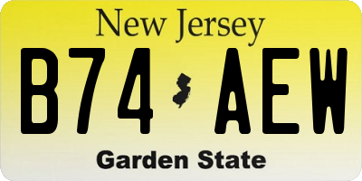 NJ license plate B74AEW
