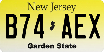 NJ license plate B74AEX