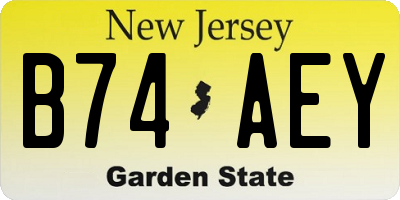 NJ license plate B74AEY