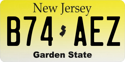 NJ license plate B74AEZ