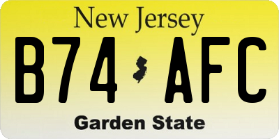 NJ license plate B74AFC
