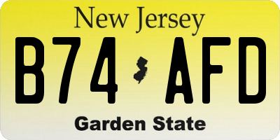 NJ license plate B74AFD