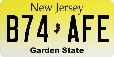 NJ license plate B74AFE