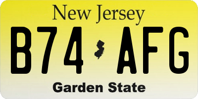 NJ license plate B74AFG