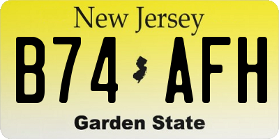 NJ license plate B74AFH