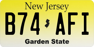 NJ license plate B74AFI