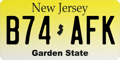 NJ license plate B74AFK