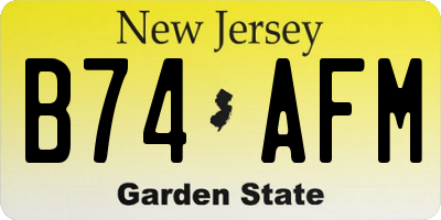 NJ license plate B74AFM