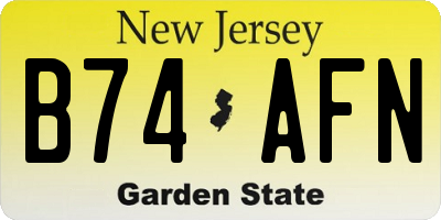 NJ license plate B74AFN
