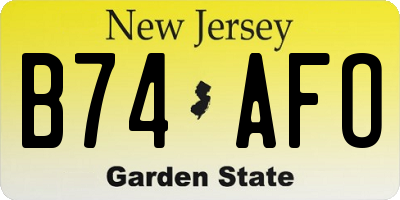NJ license plate B74AFO