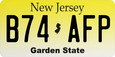 NJ license plate B74AFP