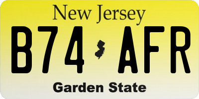 NJ license plate B74AFR