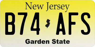 NJ license plate B74AFS