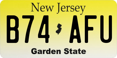 NJ license plate B74AFU