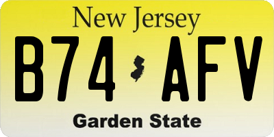 NJ license plate B74AFV