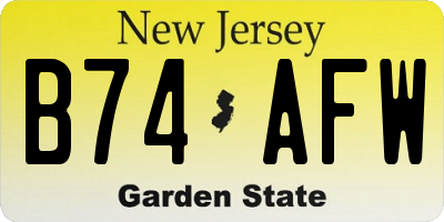 NJ license plate B74AFW