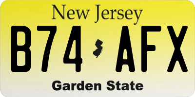 NJ license plate B74AFX