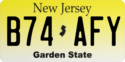 NJ license plate B74AFY