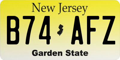 NJ license plate B74AFZ