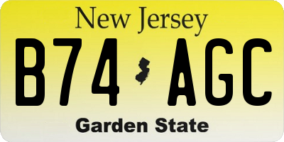 NJ license plate B74AGC