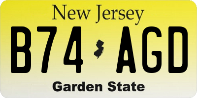 NJ license plate B74AGD