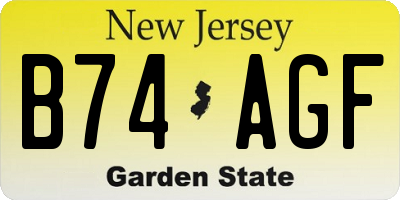 NJ license plate B74AGF