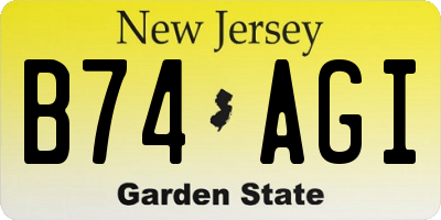 NJ license plate B74AGI