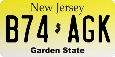 NJ license plate B74AGK