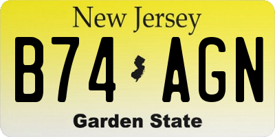 NJ license plate B74AGN