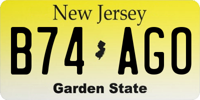 NJ license plate B74AGO