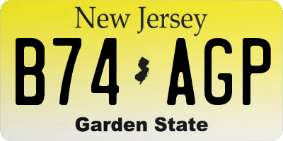 NJ license plate B74AGP