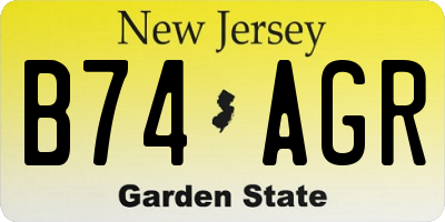 NJ license plate B74AGR