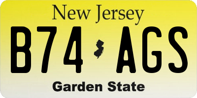NJ license plate B74AGS