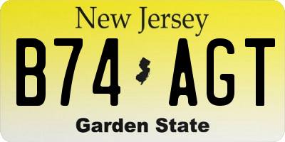NJ license plate B74AGT