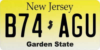NJ license plate B74AGU