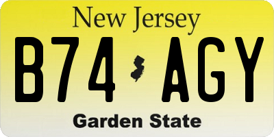 NJ license plate B74AGY