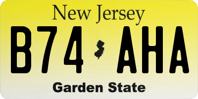 NJ license plate B74AHA