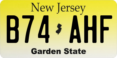 NJ license plate B74AHF