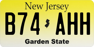 NJ license plate B74AHH