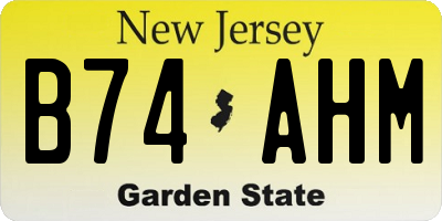 NJ license plate B74AHM