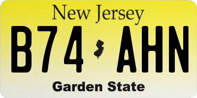 NJ license plate B74AHN