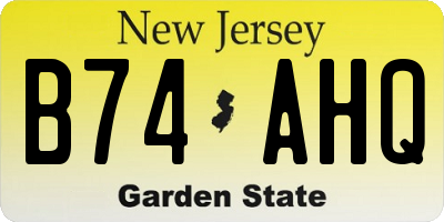 NJ license plate B74AHQ