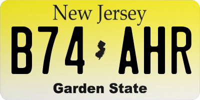 NJ license plate B74AHR